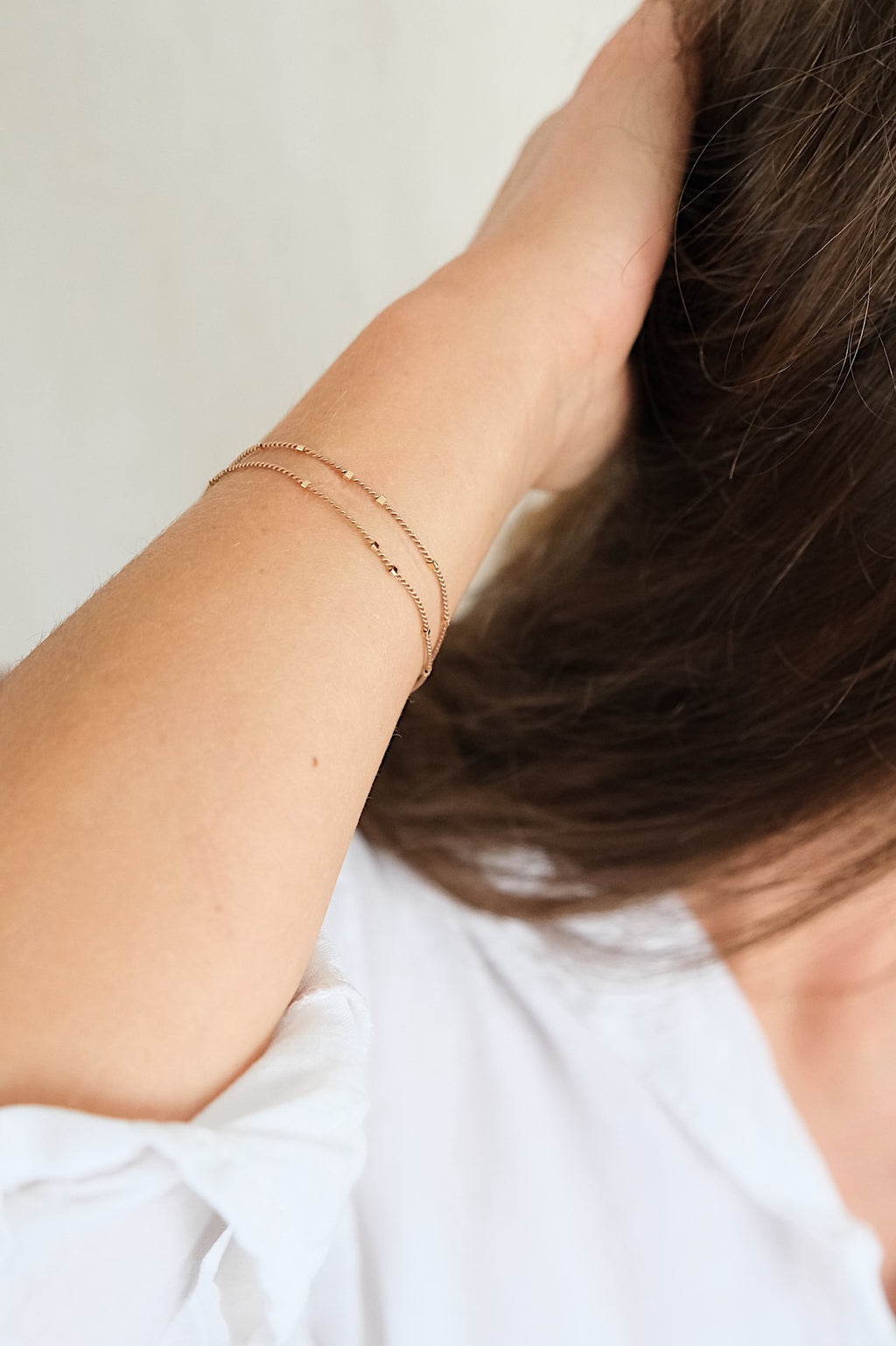 Echtgold Armband STARDUST - beigebraun