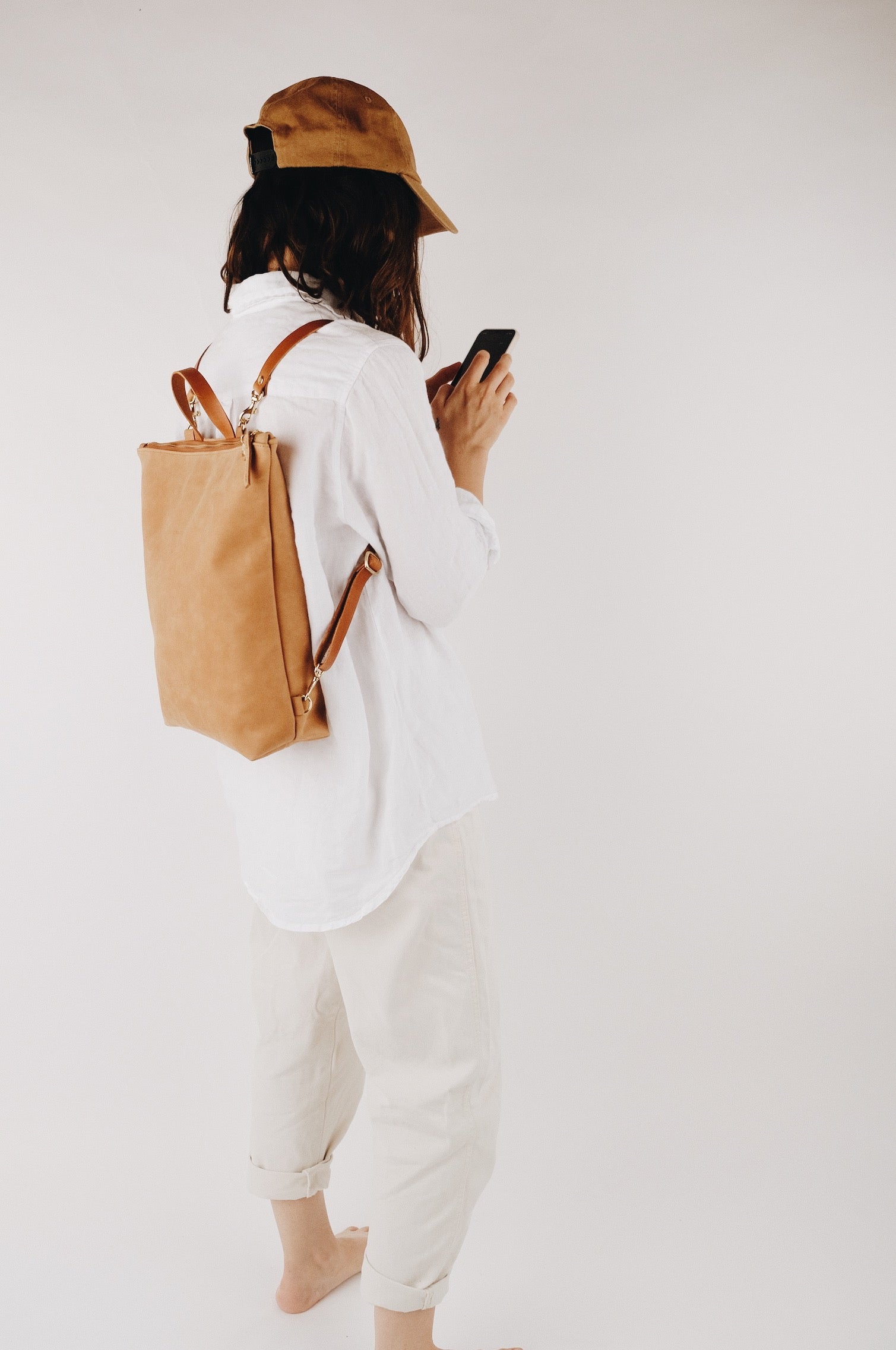 Sustainable leather backpack HULO - brown