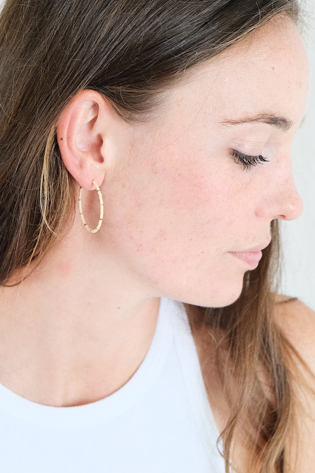 Echtgold Kreolen DOTS - beige