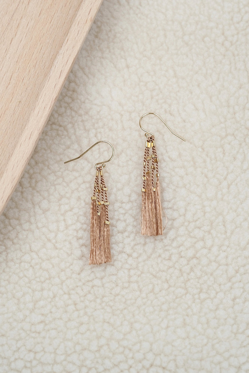 Echtgold Ohrringe STARDUST - beigebraun