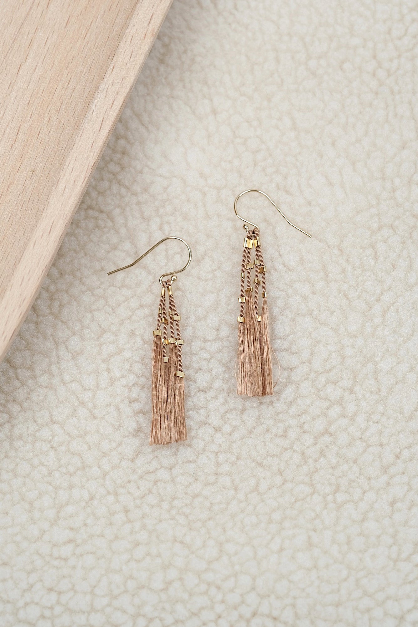 Echtgold Ohrringe STARDUST - beigebraun