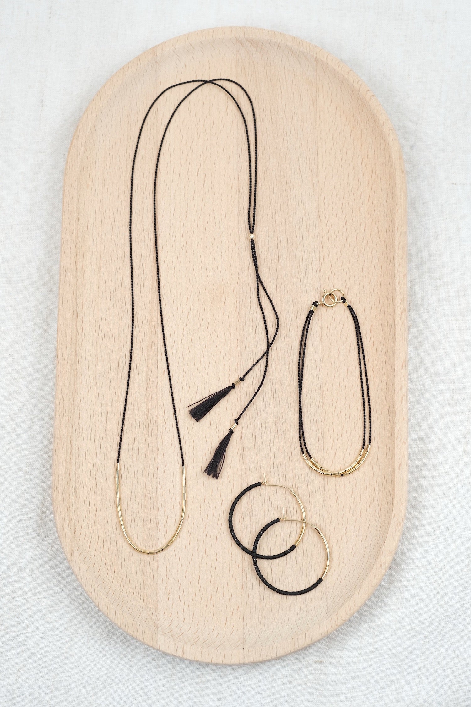 Echtgold Kreolen SIREN - schwarz