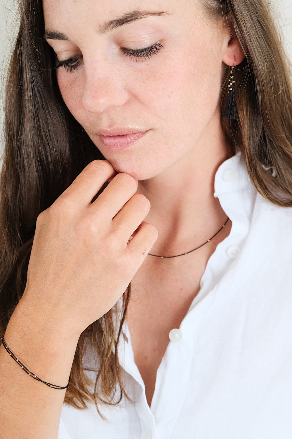 Echtgold Ohrringe STARDUST - schwarz