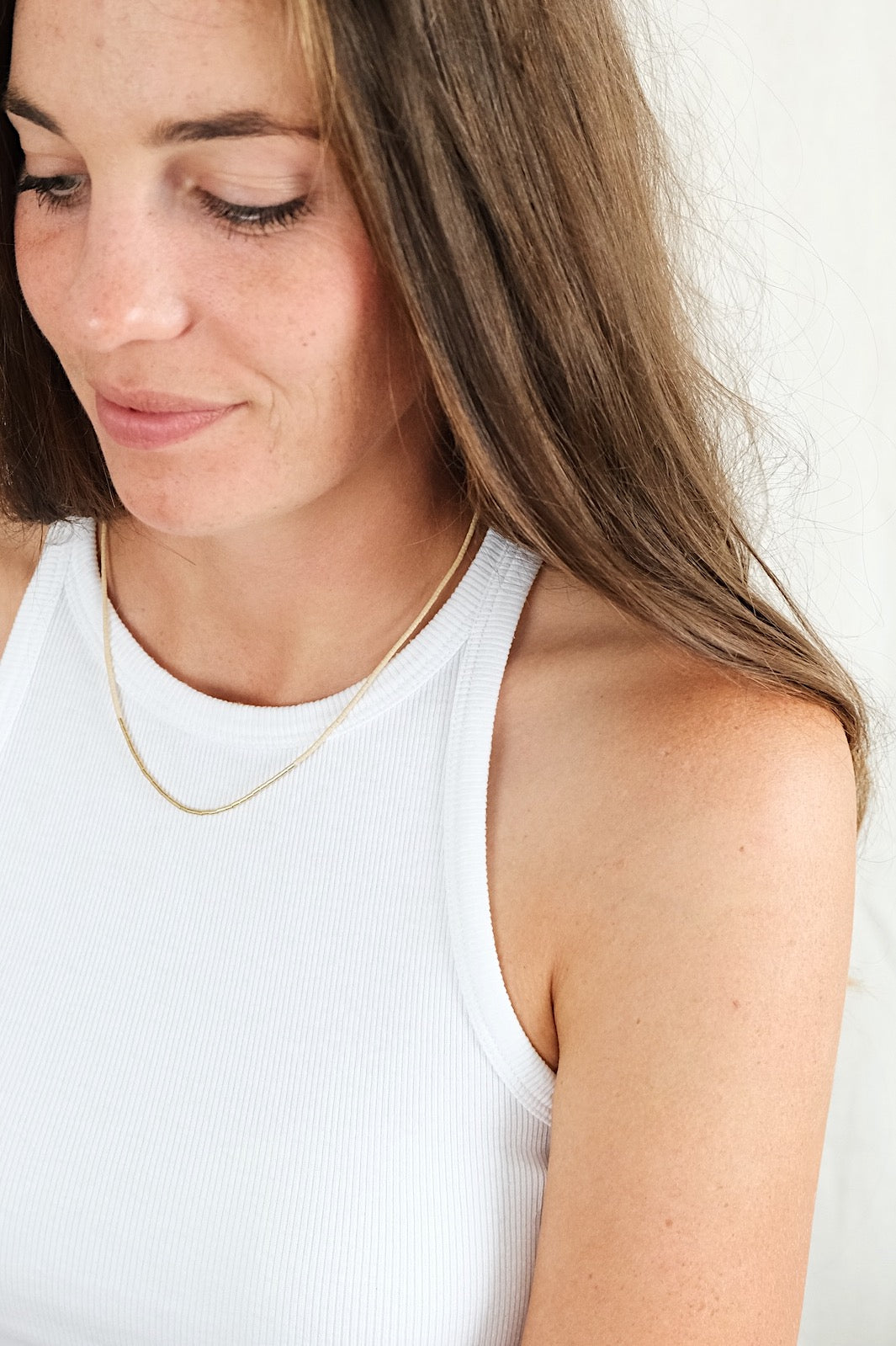 Gold necklace SIREN - ivory