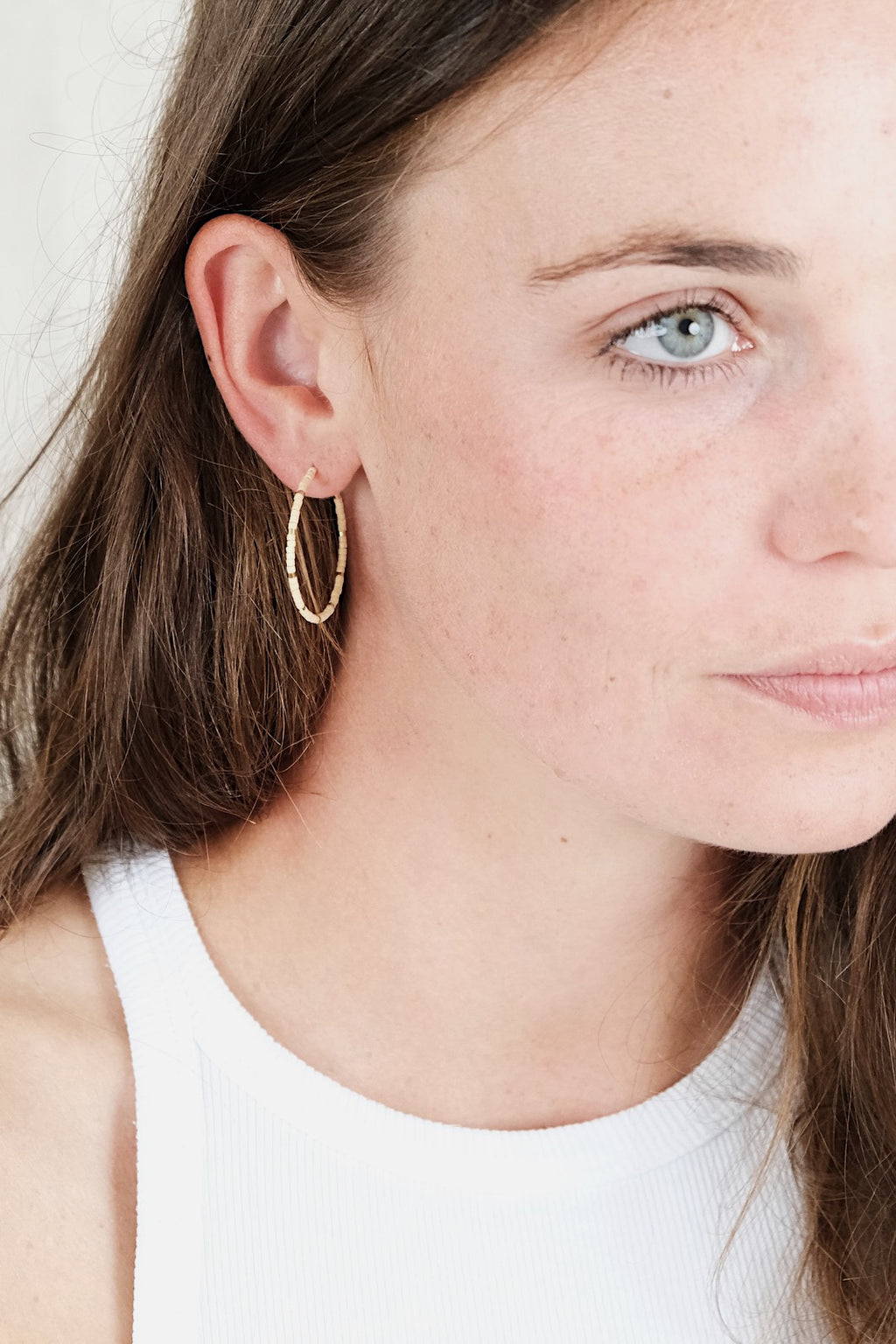 Echtgold Kreolen DOTS - beige