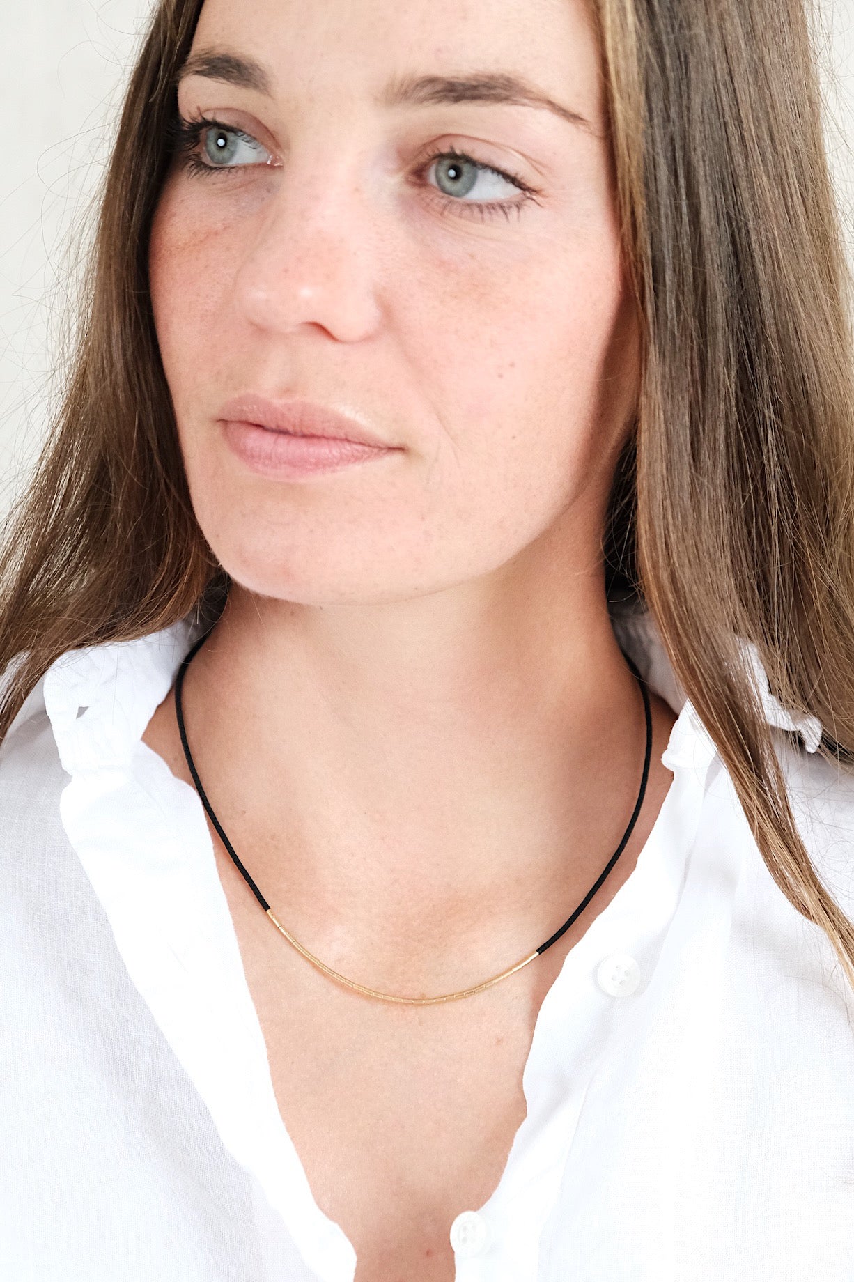 Echtgold Halskette SIREN - schwarz