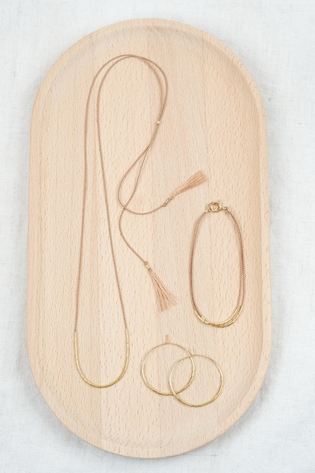 Echtgold Halskette SHIFT - braunbeige