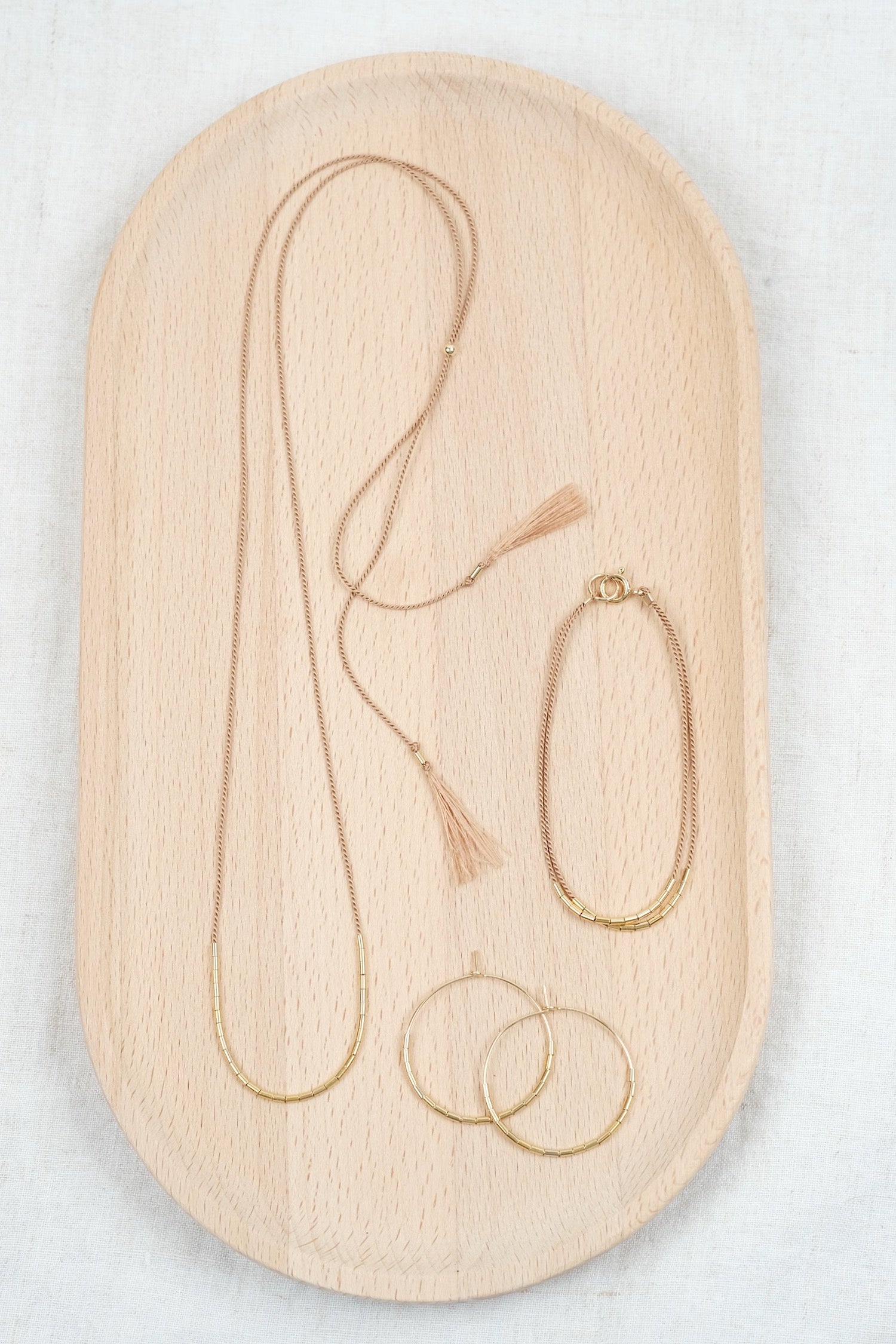 Echtgold Halskette SHIFT - braunbeige