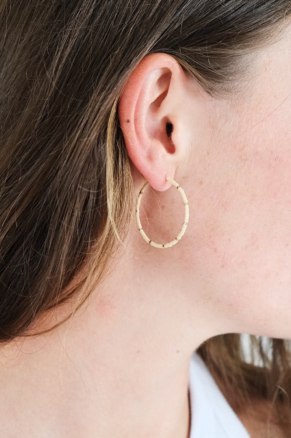 Echtgold Kreolen DOTS - beige