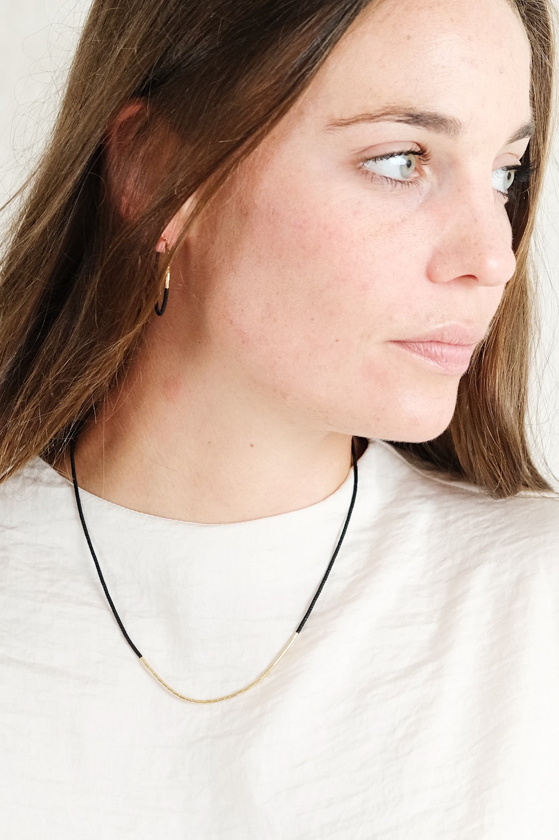 Echtgold Halskette SIREN - schwarz