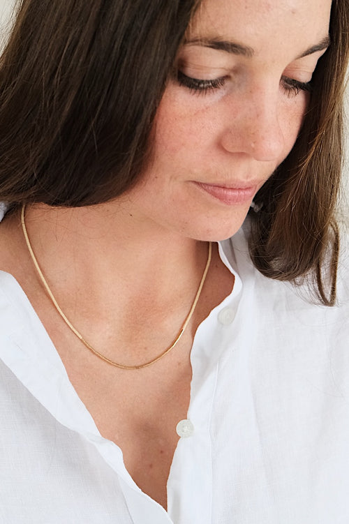 Gold necklace SIREN - ivory