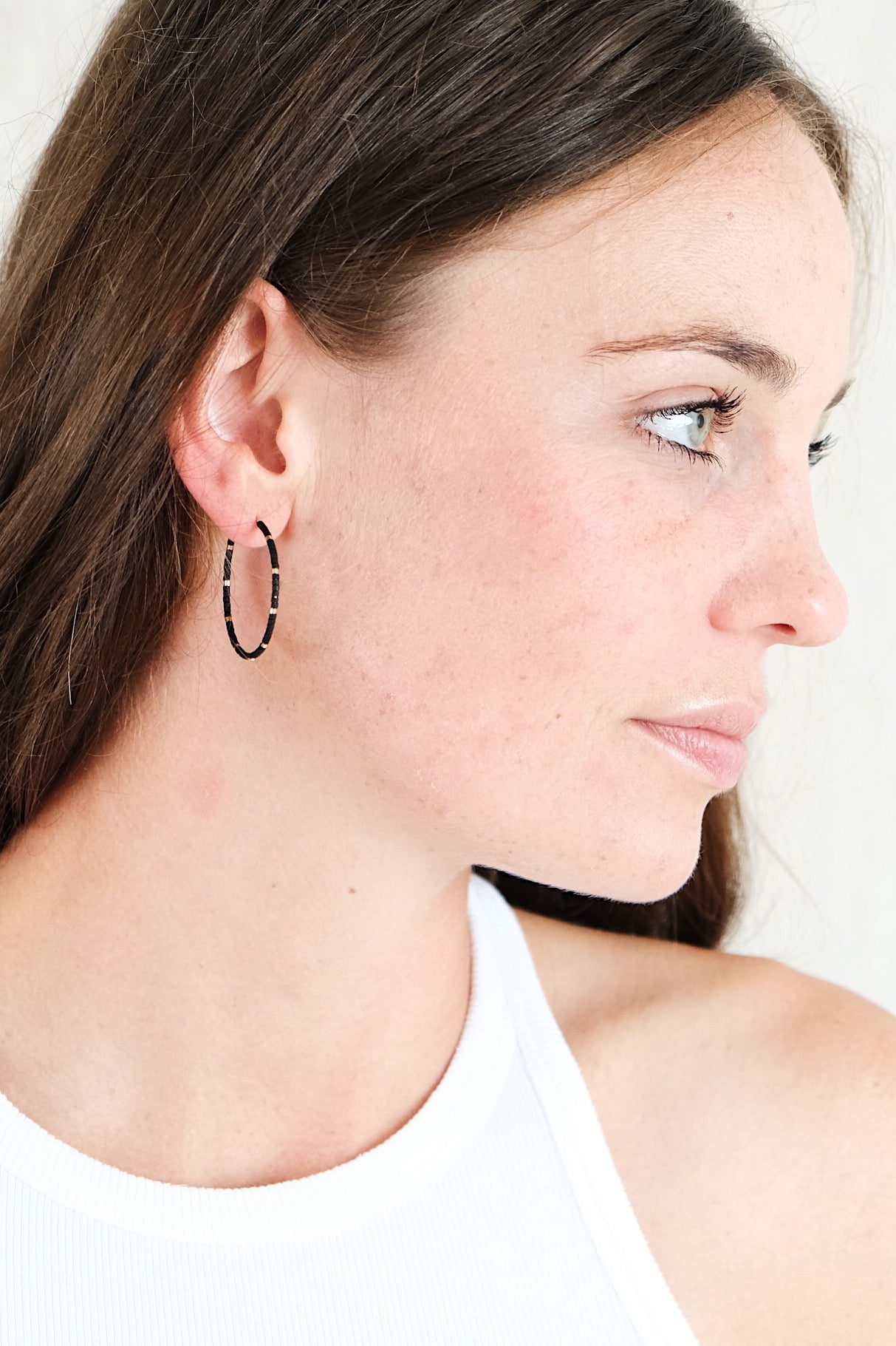 Echtgold Kreolen DOTS - schwarz