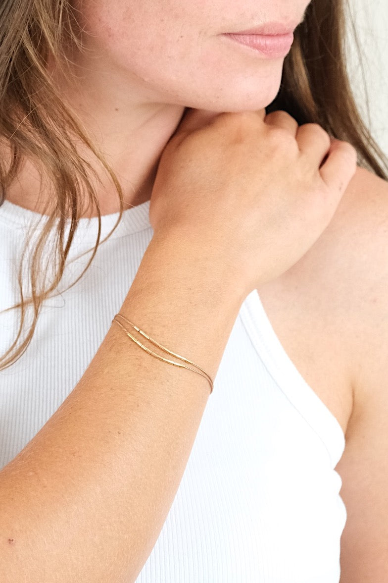 Echtgold Armband SHIFT - braunbeige