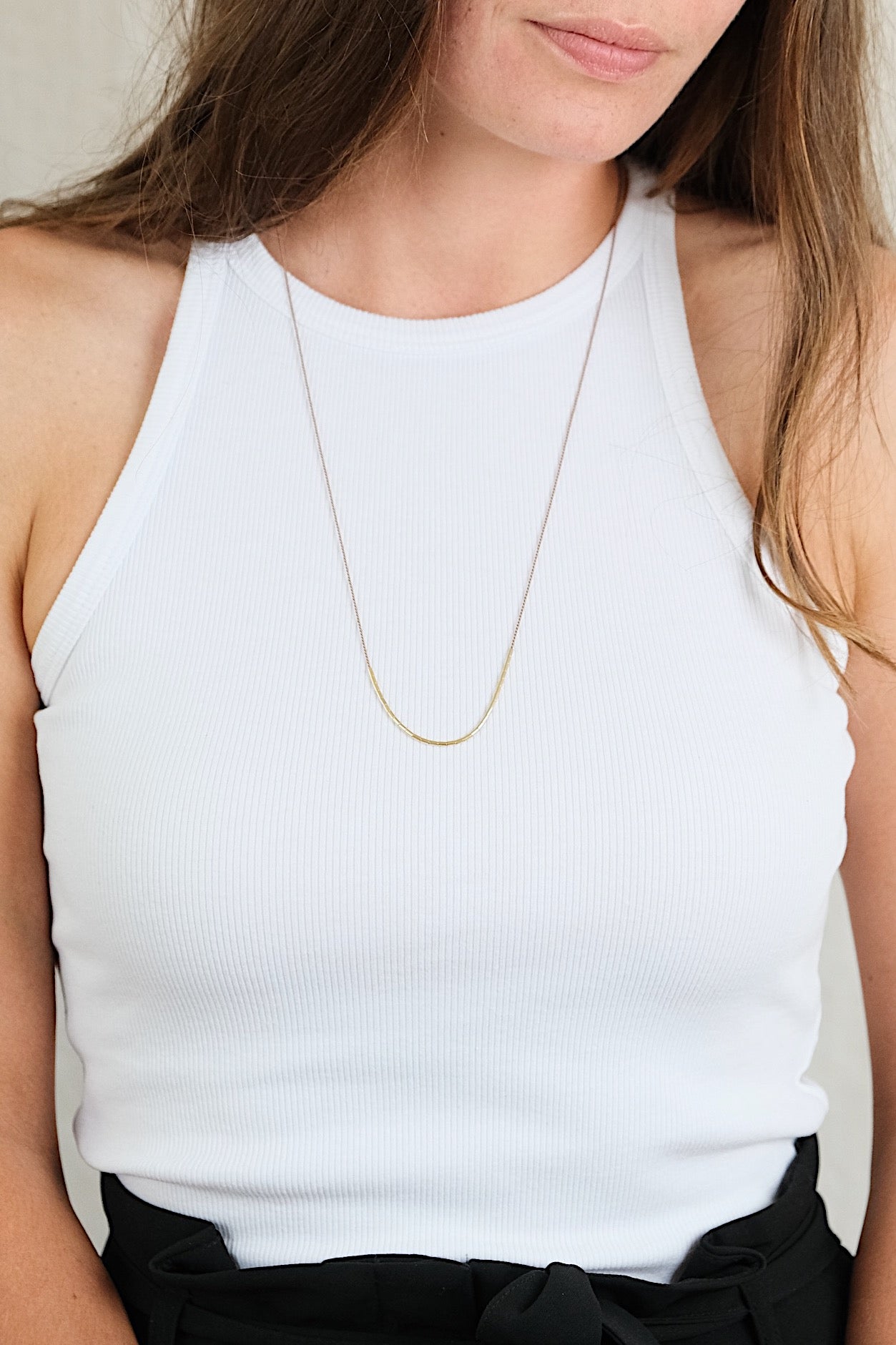 Echtgold Halskette SHIFT - braunbeige