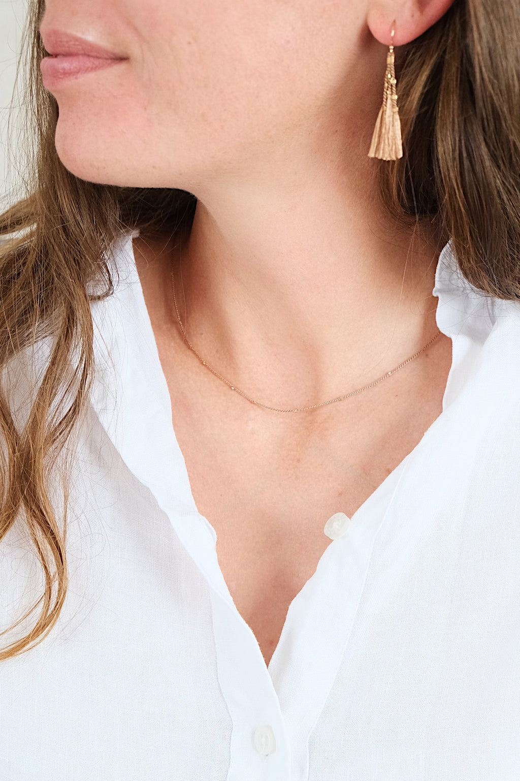 Echtgold Halskette STARDUST - beigebraun