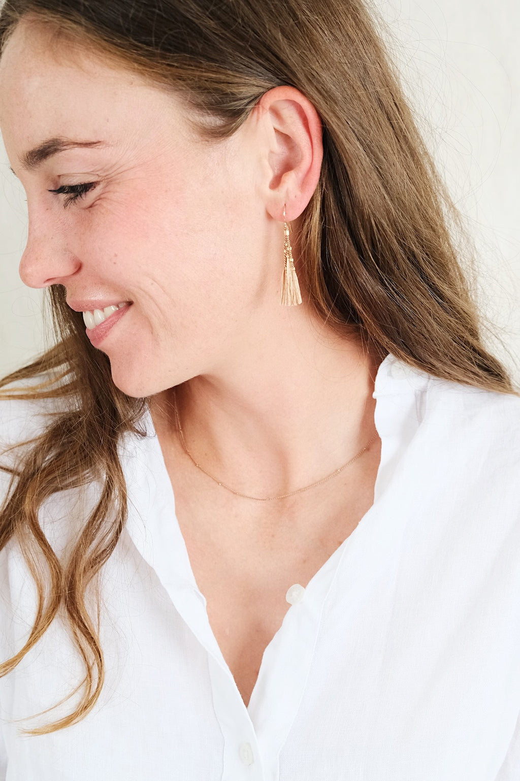 Echtgold Ohrringe STARDUST - beigebraun