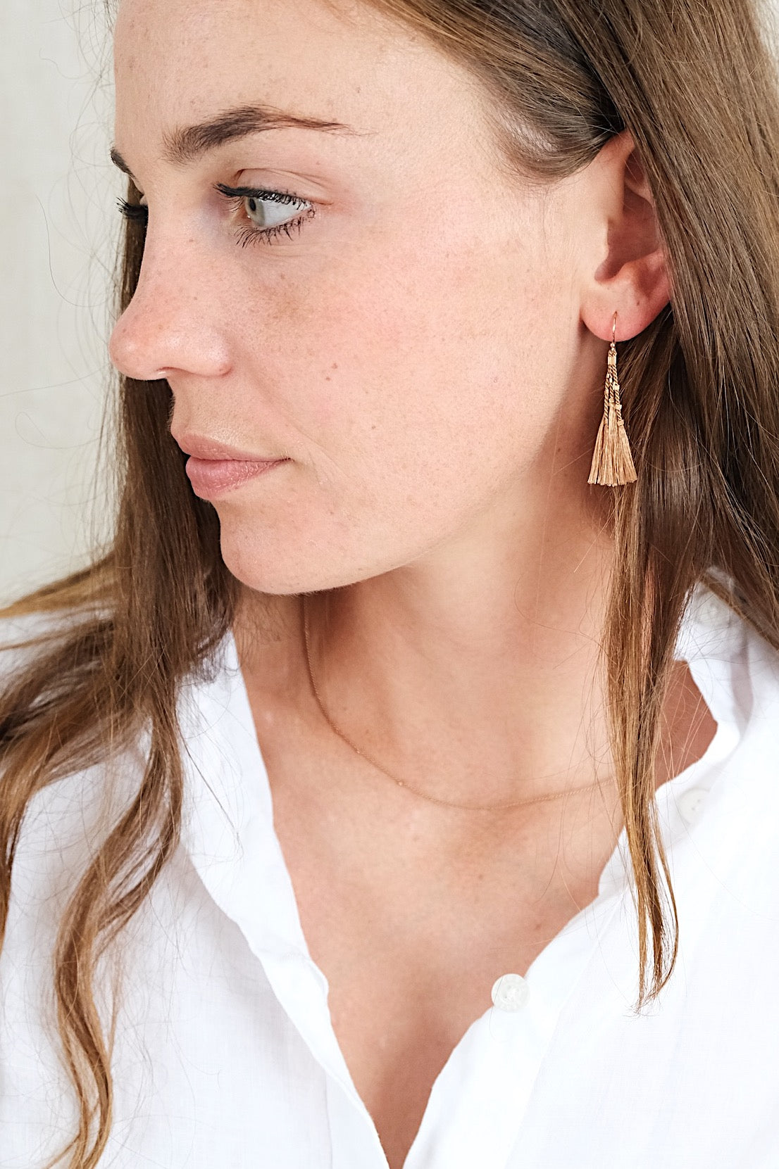 Echtgold Ohrringe STARDUST - beigebraun