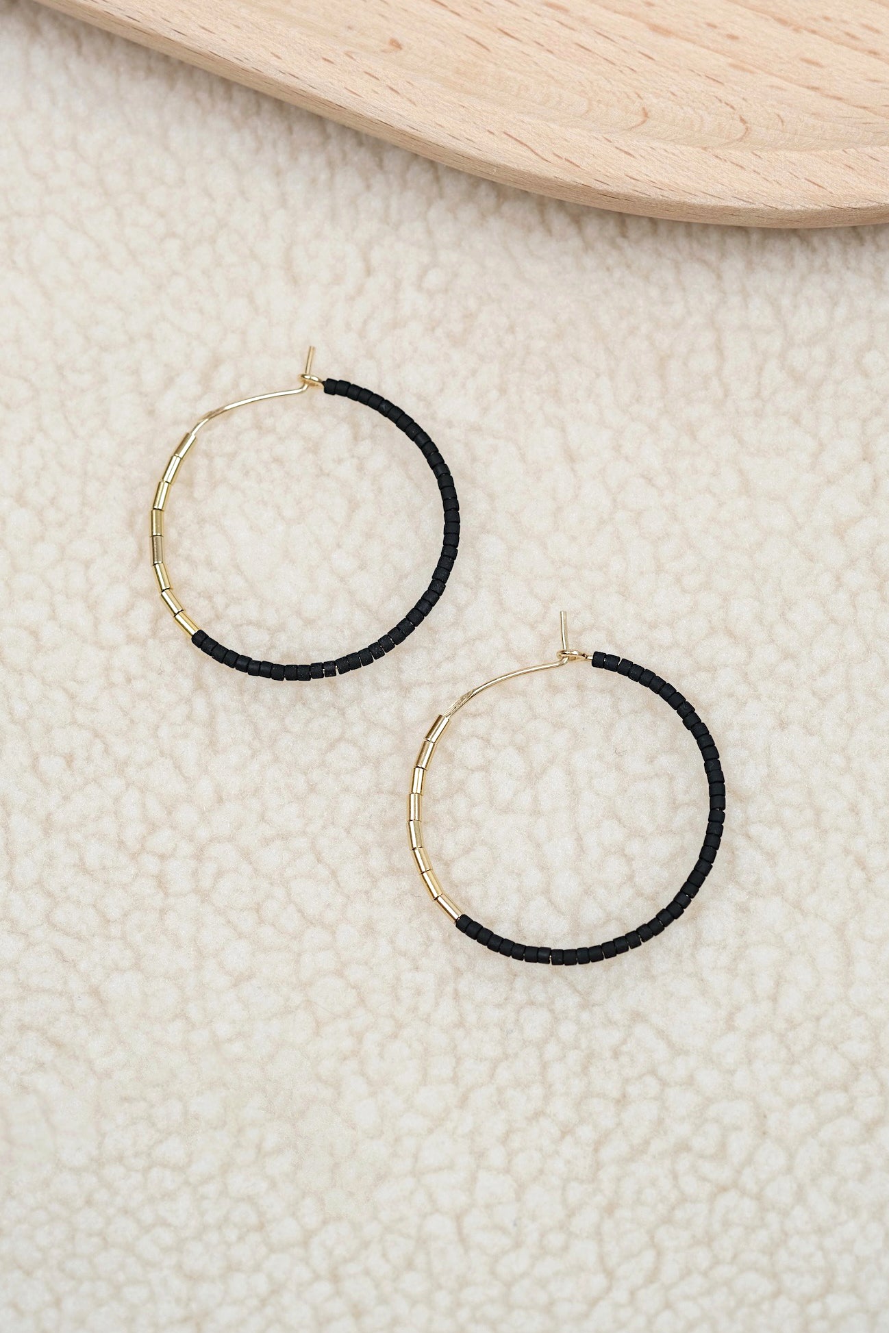 Echtgold Kreolen SIREN - schwarz